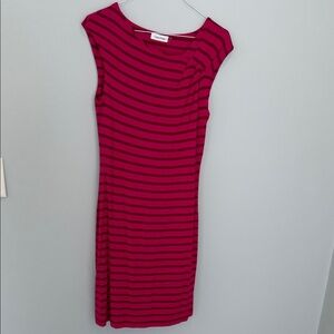 Calvin Klein Fuchsia and Burgundy Striped Mini Dress Size 4 EUC